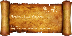 Moskovicz Ambos névjegykártya